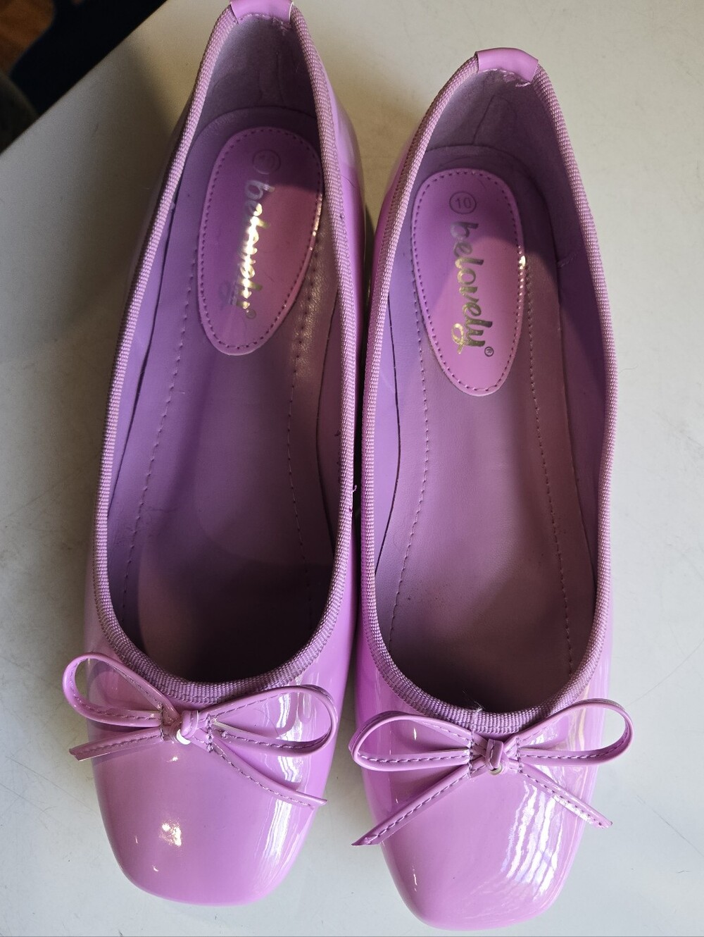 Lilac Patent Ballet Flats with Bow EUC